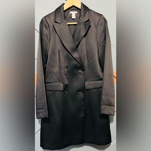 Double Breasted Padded Shoulder Mini Blazer Dress